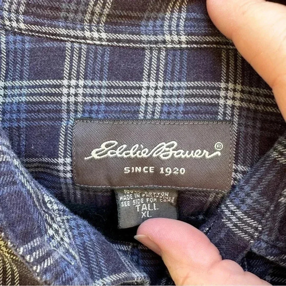 Eddie Bauer plaid blue and gray shirt in excellent condition sizeXL Tall - Picture 4 of 4